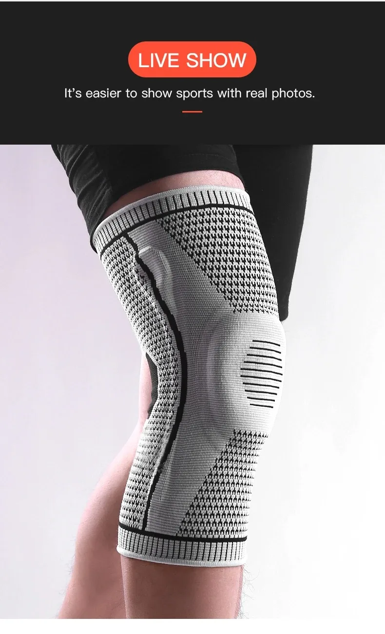 1PC Silicone Knee Pads Strap Patella Medial Support Meniscus Compression Knee Braces for Running Sport Knee Protection 1PC Silicone Knee Pads Strap Patella Medial Support Meniscus Compression Knee Braces for Running Sport Knee Protection