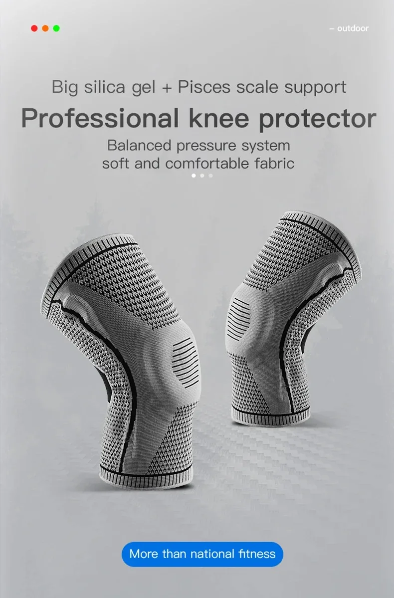 1PC Silicone Knee Pads Strap Patella Medial Support Meniscus Compression Knee Braces for Running Sport Knee Protection 1PC Silicone Knee Pads Strap Patella Medial Support Meniscus Compression Knee Braces for Running Sport Knee Protection